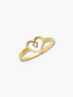 14k Solid Gold Heart CZ Ring Size 7 By Tehrani Jewelry